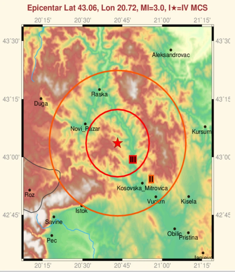 Na ovoj tački je bio epicentar zemljotresa