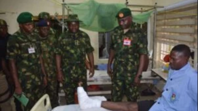 The Chief of Defence Staff, Gen. Christopher Musa visits wounded soldiers at the 44 Nigerian Army Reference Hospital Kaduna, on Wednesday. Aug 16, 2023. [NAN]