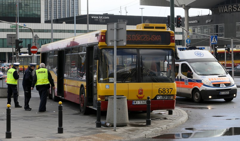 Miejsce wypadku przy Dworcu Centralnym w Warszawie