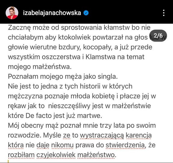 List otwarty Izabeli Janachowskiej