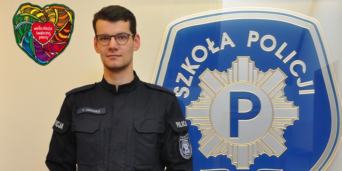 Oto policjant na medal. Posterunkowy Artur Droszcz dokonał wręcz niemożliwego. Cud sprawił, że uratował życie młodej wolontariuszce Wielkiej Orkiestry Świątecznej Pomocy. 