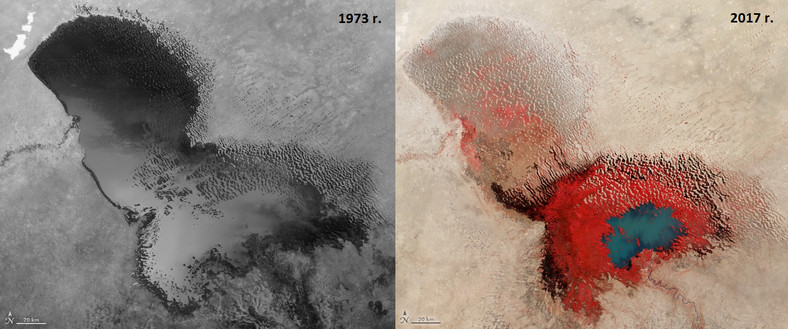 Jezioro Czad w 1973 i 2017 roku