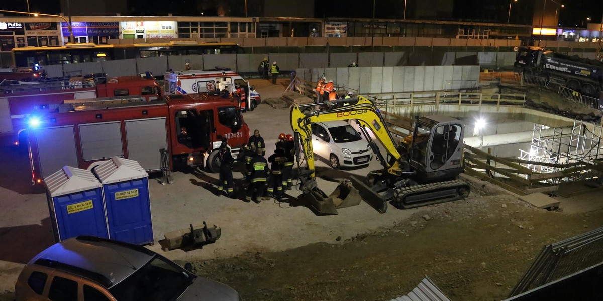 wypadek na budowie metra w Warszawie