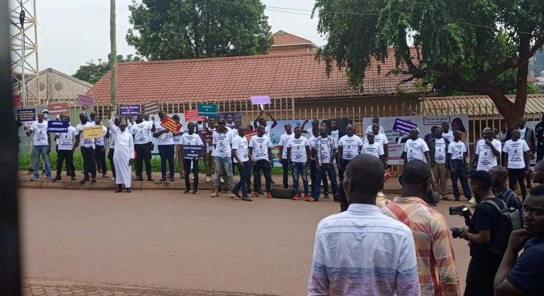 Protesters who came with Hamis Kiggundu to the Supreme Court