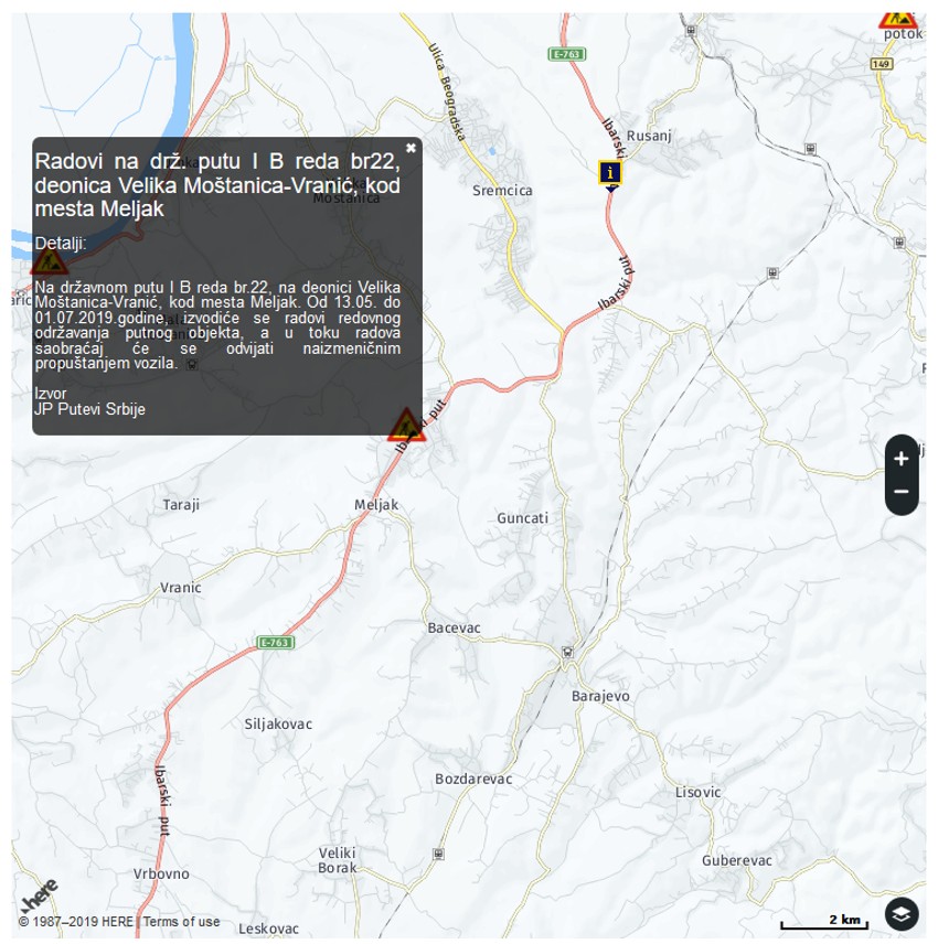 Radovi na putu Meljak
