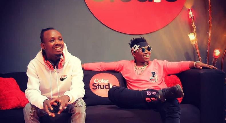  Producer Lizer with Rayvanny at Coke Studio Africa. Diamond’s reaction after his WCB producer Lizer joins Coke Studio