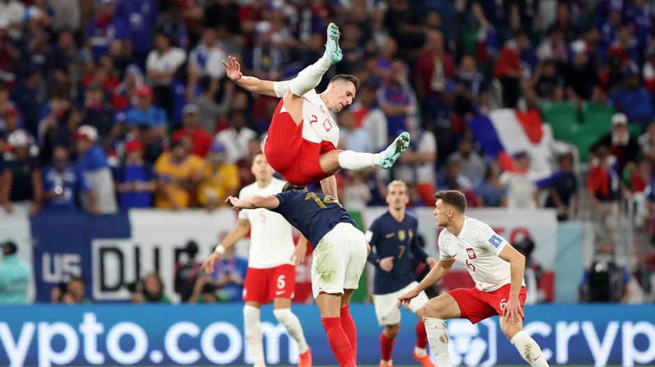 Arkadiusz Milik w meczu Polska – Francja podczas mundialu.