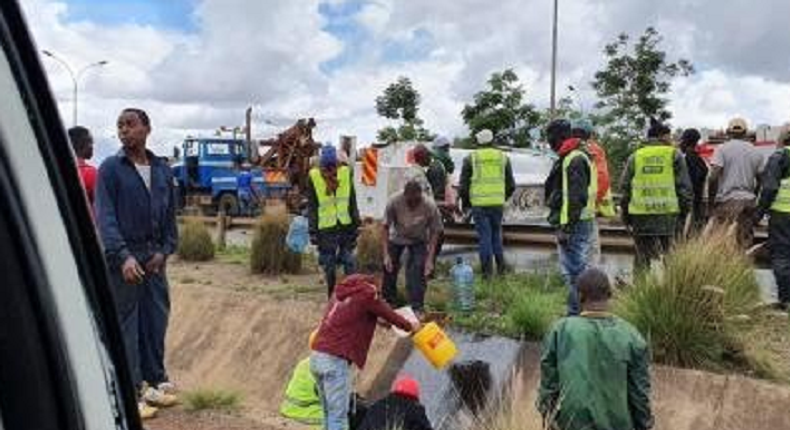 Fuel tanker overturns on Thika Superhighway causing traffic snarl up at Kenyatta University