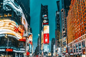 Night view of Times Square-central and main square of New York. USA. 