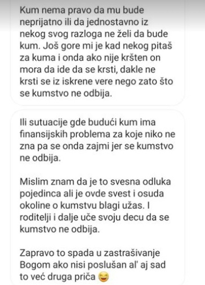 Kum nije kršten