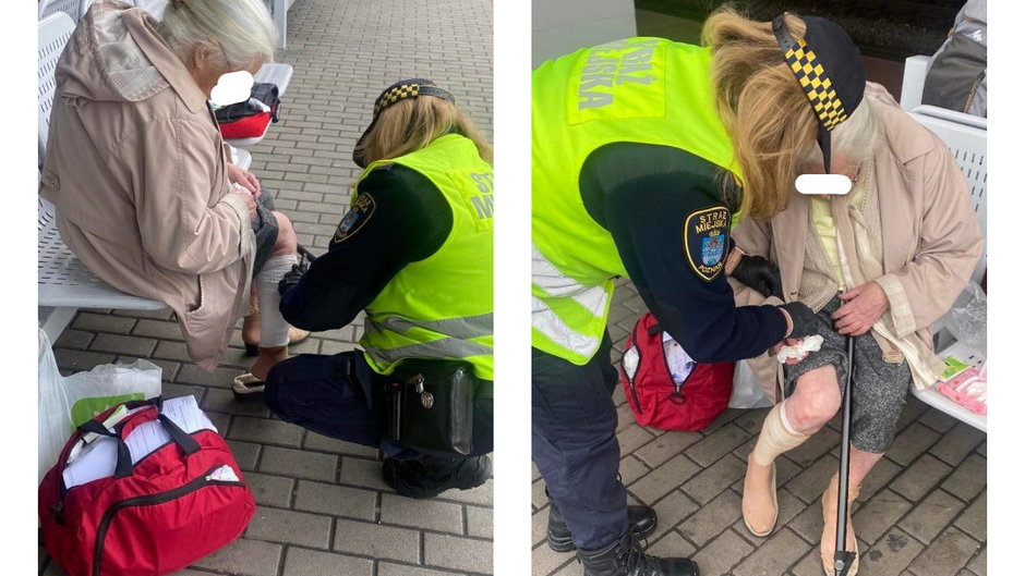 Pomocy seniorce udzielili strażnicy miejscy fot. straż miejska 