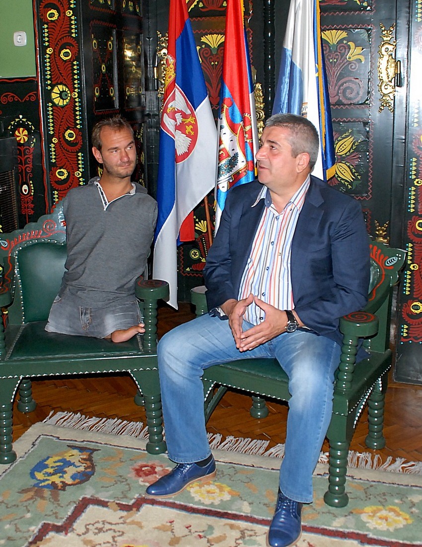 Nik Vujičić i Bogdan Laban, gradonačelnik Subotice