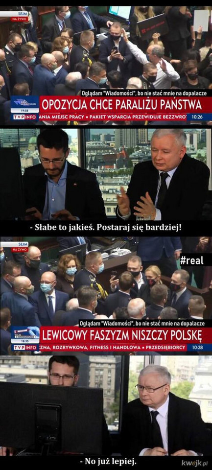 Memy z Jarosławem Kaczyńskim oraz Radosławem Foglem