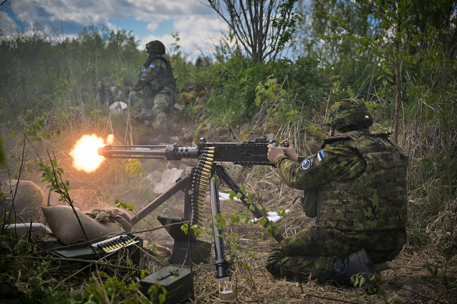 Ćwiczenia NATO pod kryptonimem "Jeż" na granicy estońsko-łotewskiej. Voru w Estoni, 26 maja 2022 r. 