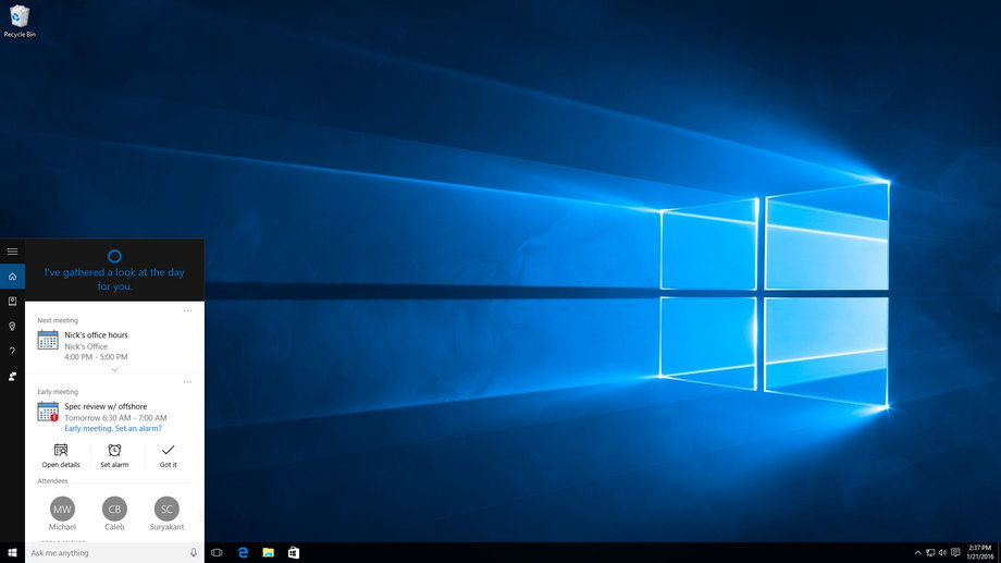 Cortana in Windows 10.