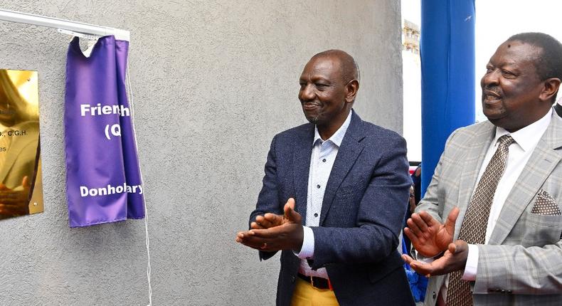 President William Ruto and Chief Cabinet Secretary Musalia Mudavadi attending a Church service at Friends Church (Quakers) in Donholm, Nairobi County.