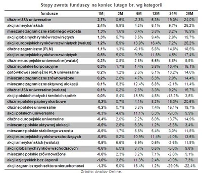 Oto fundusze, które w lutym dały zarobić najwięcej