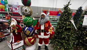 Like Lowes, there was holiday merchandise right at the front entrance — just less of it.