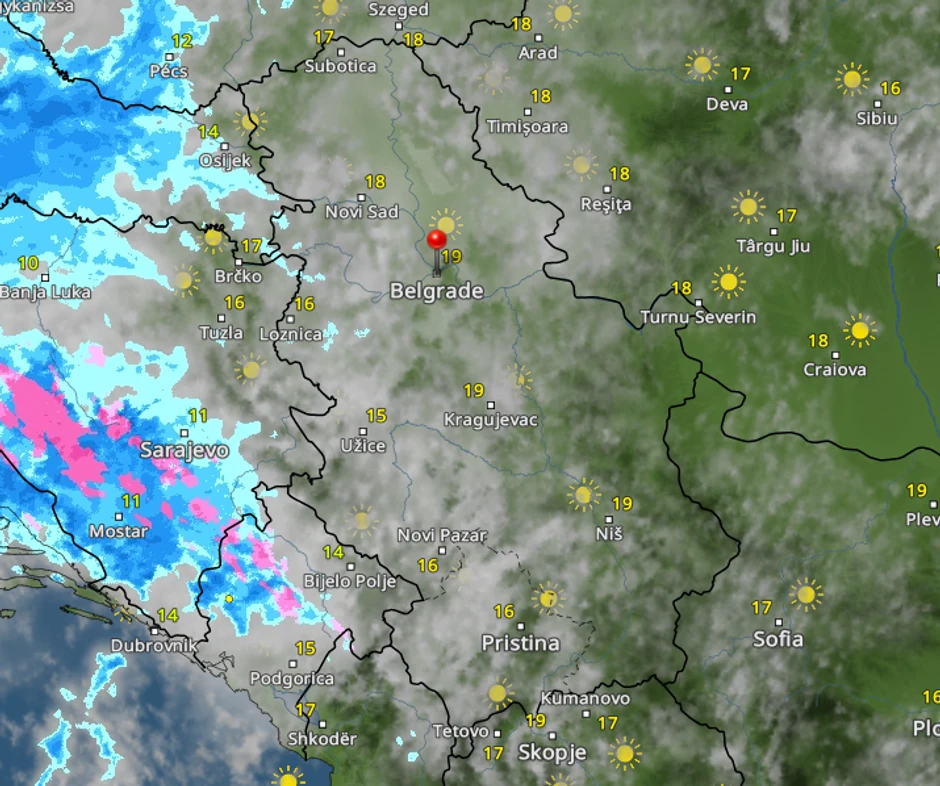 Kretanje padavina danas u 13 časova 