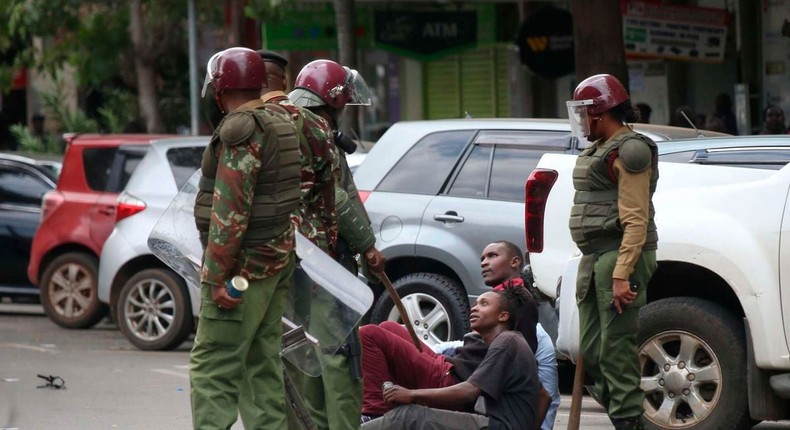 Protestors in Nairobi CBD