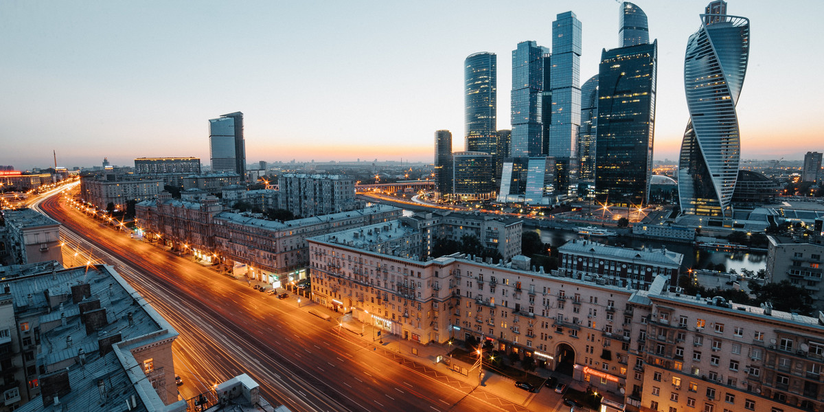 Panorama centrum biznesowego Moskwy.