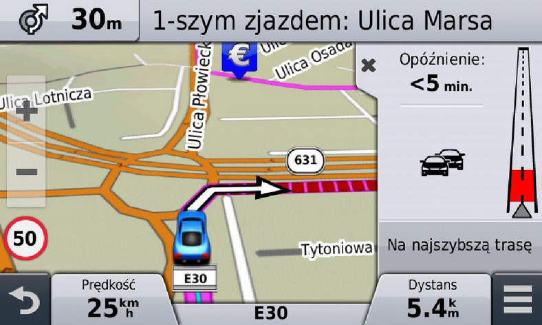 Widok korka na ekranie nawigacji Garmin nuvi3597LMT. Przydatne? Bez wątpienia