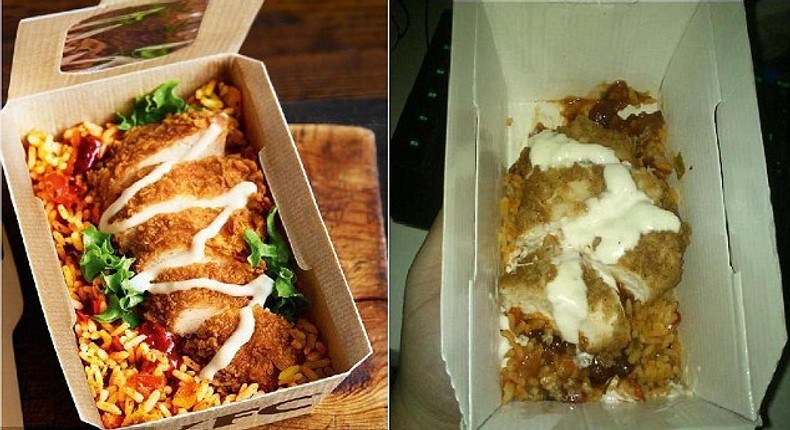 Furious fast food customer posts picture of his KFC Rice Box next to an ad showing what his meal SHOULD look like