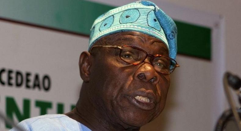 Former Nigerian President Olusegun Obasanjo, an envoy of the African Union and West Africa's ECOWAS bloc.