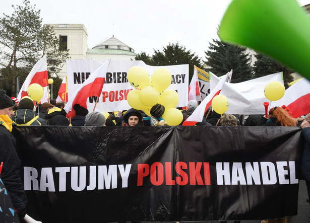 Demonstracja handlowców pod Sejmem