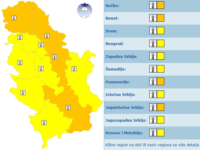 Meteoalarm za sredu