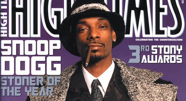 Snoop Dogg appears on the July, 2002 cover of High Times.