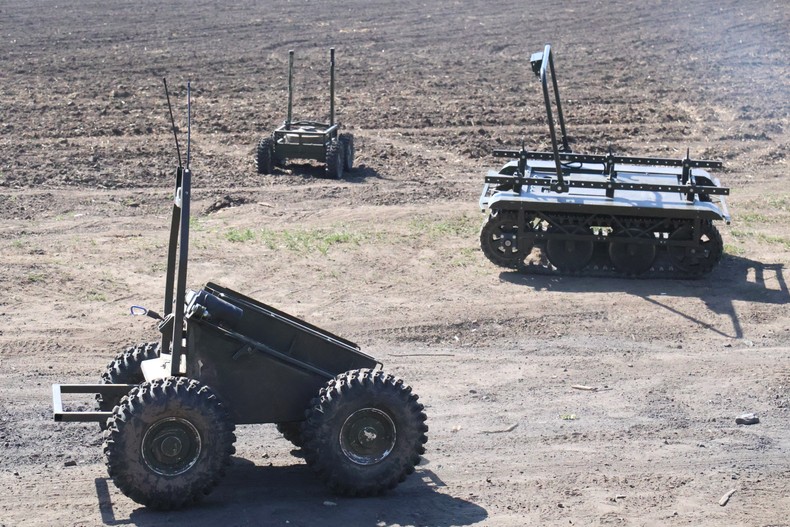 Ukraine's robots can go forward where it's too dangerous for soldiers and listen.Ukrinform/NurPhoto via Getty Images
