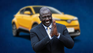 A collage image of President William Ruto & a Toyota CHR Hybrid