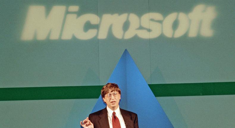 Bill Gates, then Microsoft's CEO, seen at 'Inside Track 95' event at the NEC to promote the Windows 95 operating system, 17th March 1995Staff/Mirrorpix/Getty