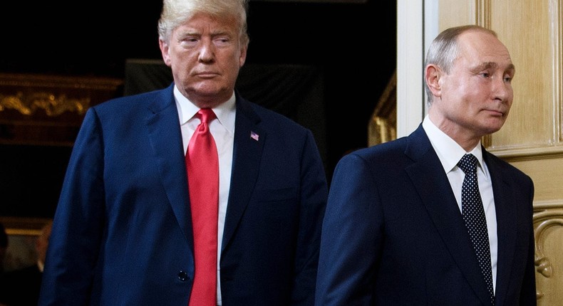 Former President Donald Trump and Russian President Vladimir Putin in Helsinki, Finland on July 16, 2018.