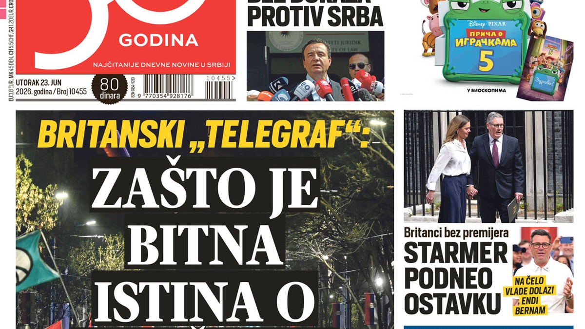 Blic naslovna strana za 23.6.