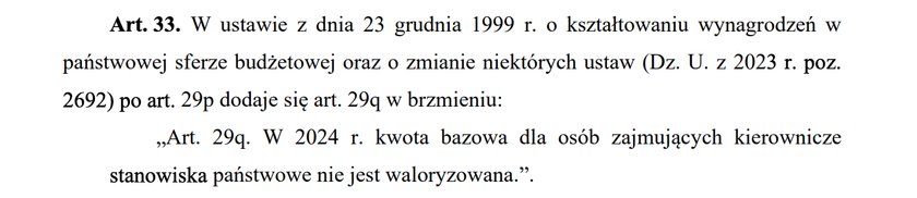 Art. 33 ustawy okołobudżetowej mrozi pieniądze dla władzy.