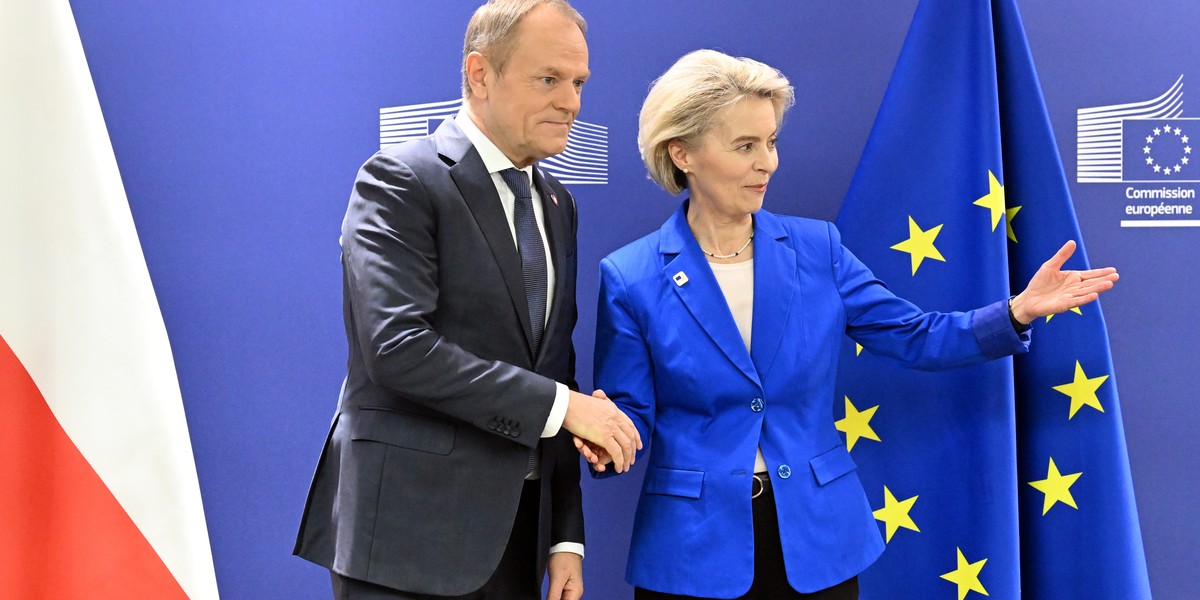 Donald Tusk i Ursula von der Leyen podczas piątkowego spotkania.