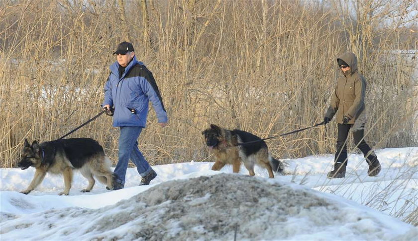 Kwaśniewscy. Cztery osoby wyprowadzają ich psy