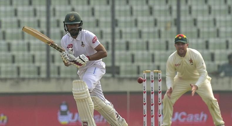 Bangladesh debutant Mohammad Mithun was batting on 34 at the break against Zimbabwe on the fourth day of the second Test