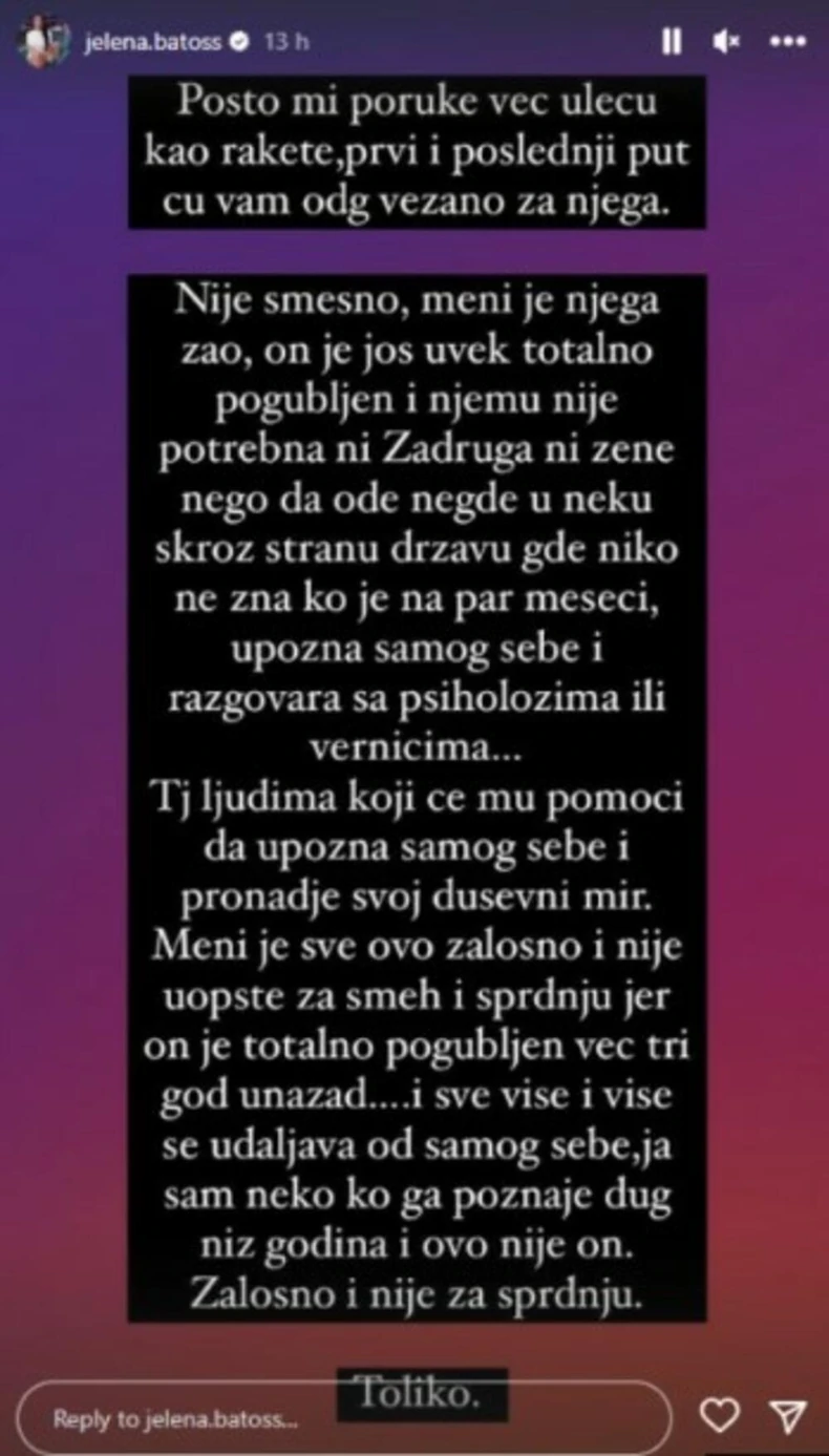 Jelena Batos objava o Ša