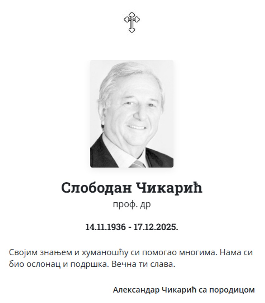 Čitulja Slobodanu Čikariću