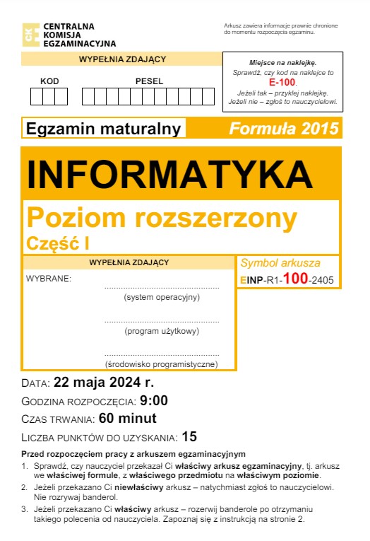 Matura 2024. Co było na egzaminie z informatyki? [ARKUSZE CKE]