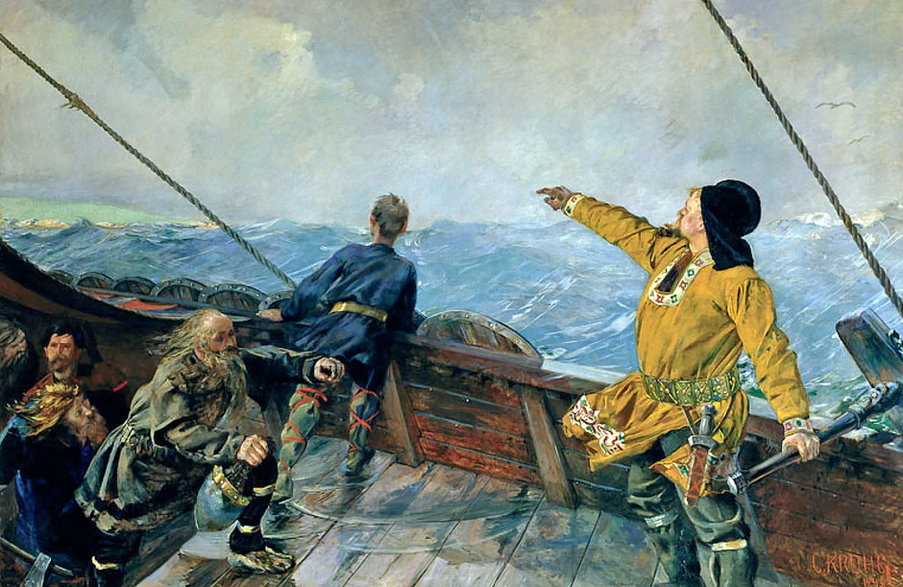 Obraz Leif Eriksson Discovers America autorstwa Christiana Krohga (1893)