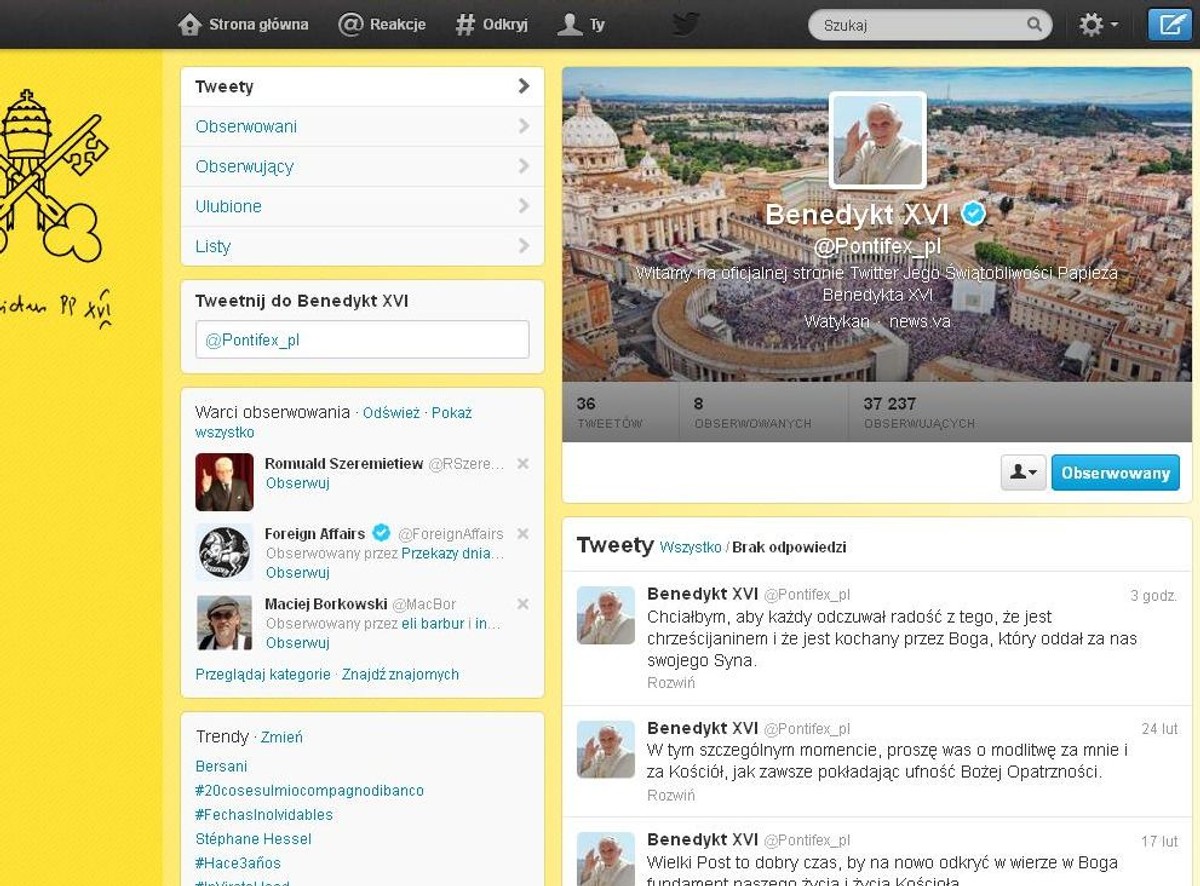 Ostatni tweet papieża
