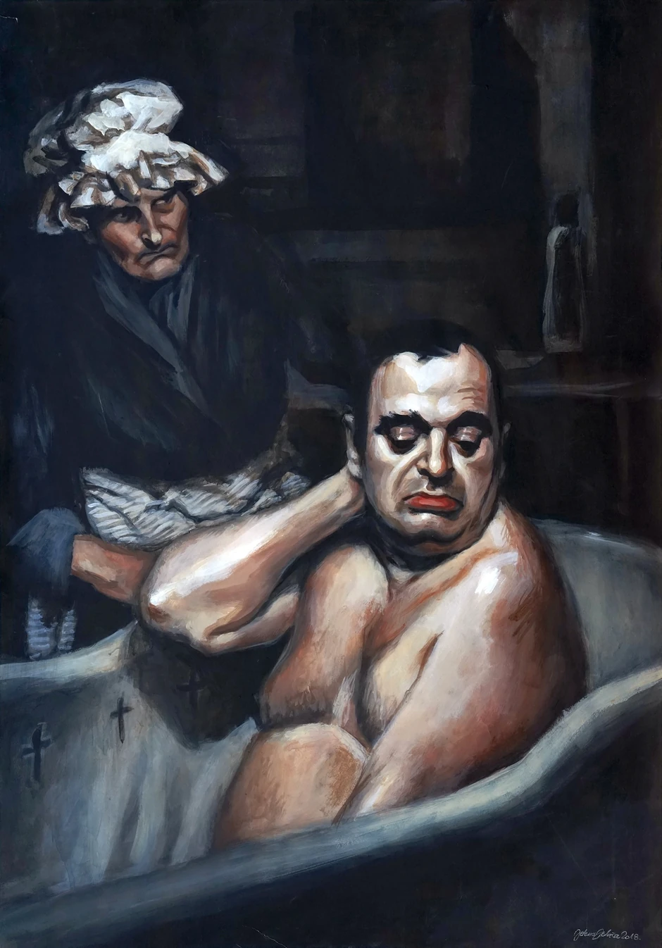 Perice, sine, ti si bolestan (70x100 akril na papiru 2018)