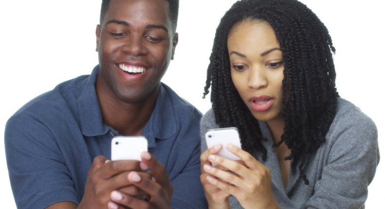 Couple with phones