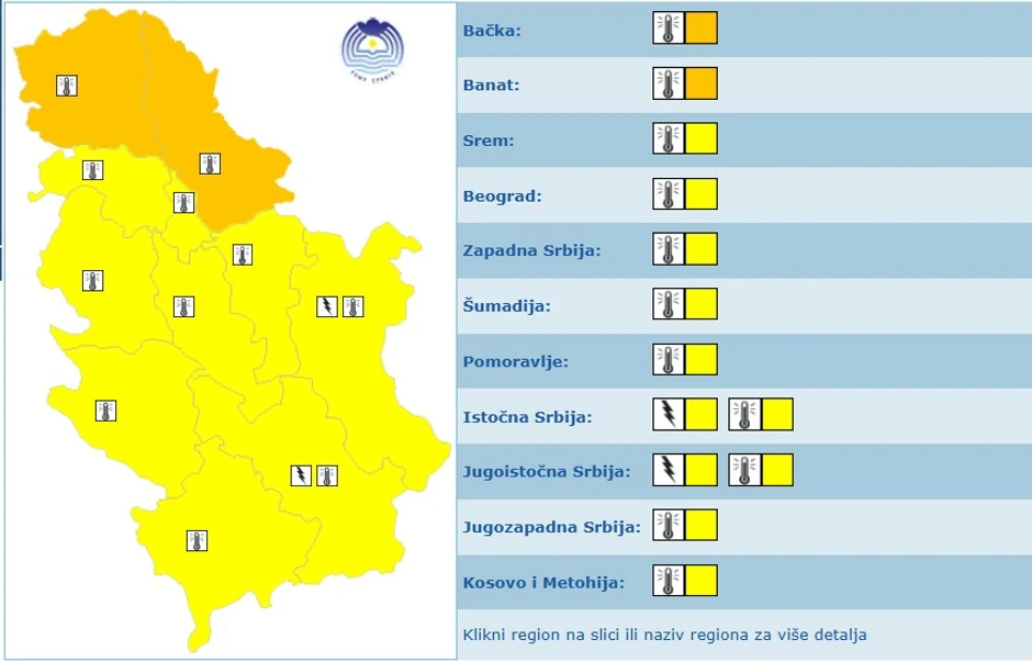 Meteoalarm za nedelju