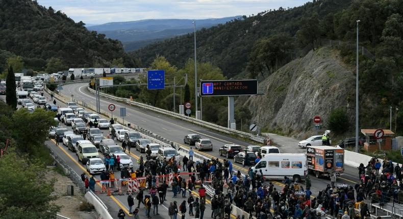 Protesters blocked the AP7 highway