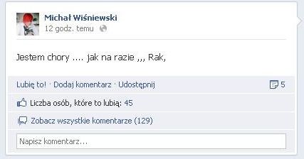 Wpis Michała Wiśniewskiego na Facebooku